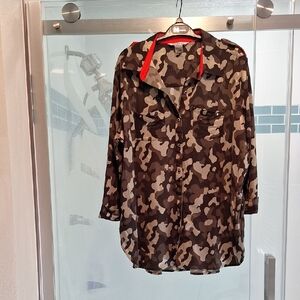 Brown Button Down Shirt with Flowing Fabric